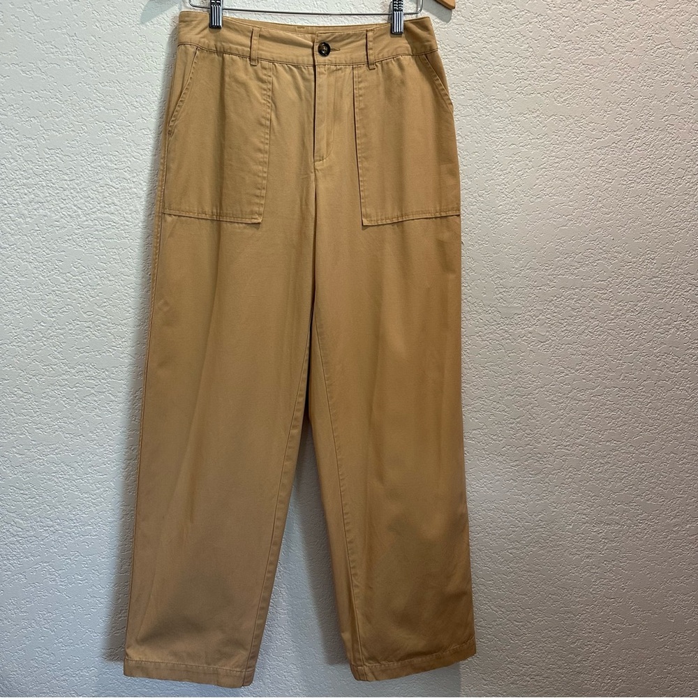 Who What Wear W S-8 Wide Leg High Rise Tan Trouser Pants with Utility Pockets